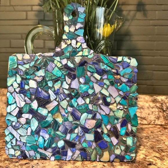 Mosaic Glass Cutting Board - Blue and Green - Picture 2 of 3